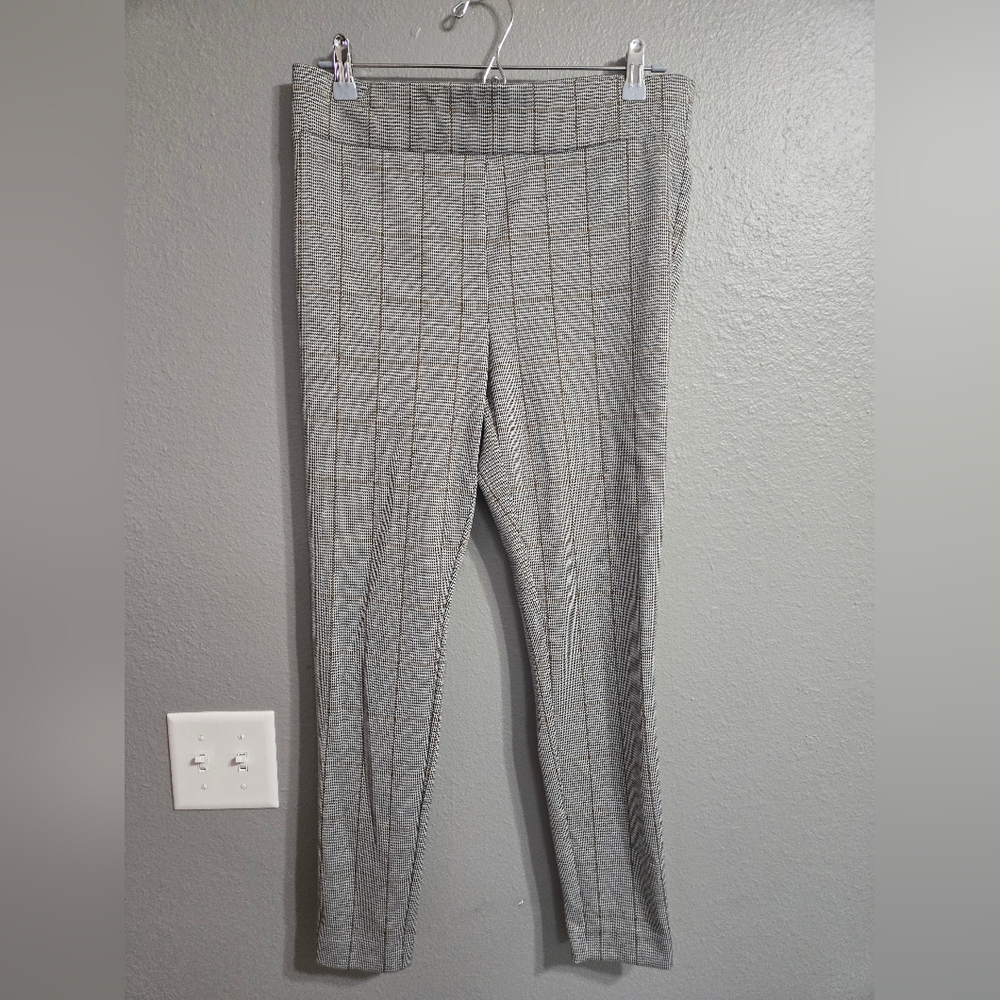 Loft Pull On Plaid Houndstooth Ankle Skinny Pants Size Medium - Picture 3 of 15